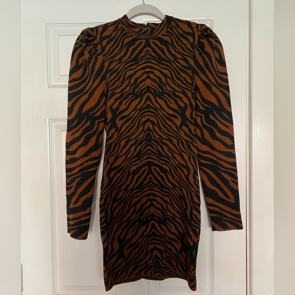 Knit tiger print mini dress